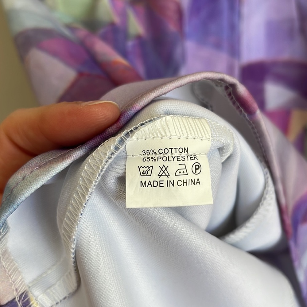 HERE COMES THE SUN | Purple watercolour geometric skater dress - Picture 7 of 8